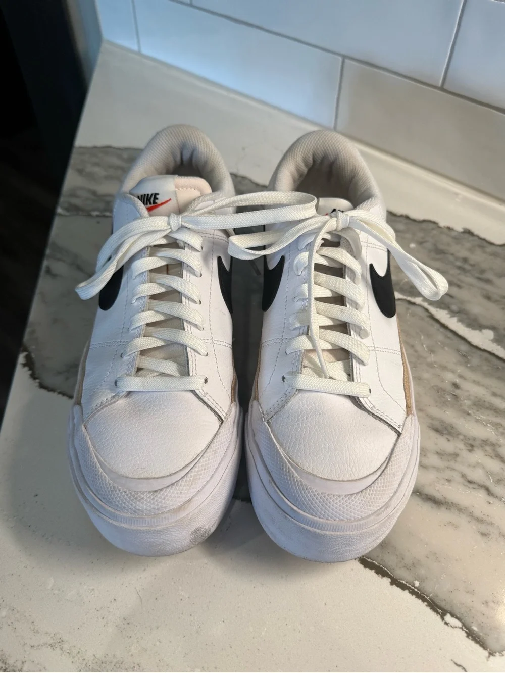Women’s Nike Legacy Lift- White Sneakers with Black Swoosh